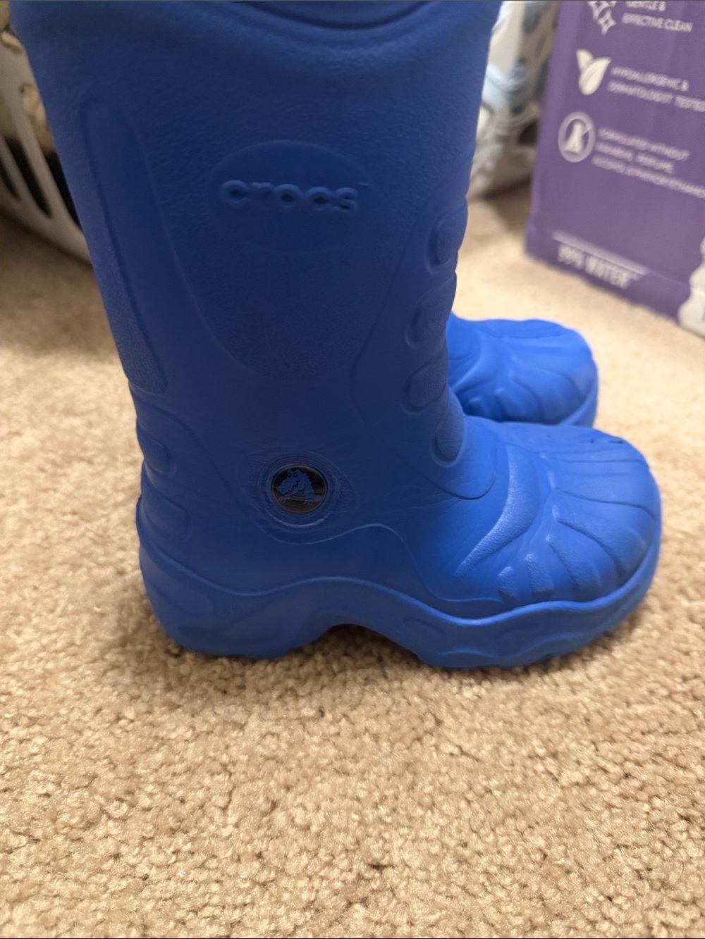 CROCS Kids Solid Blue Waterproof Rain Boots